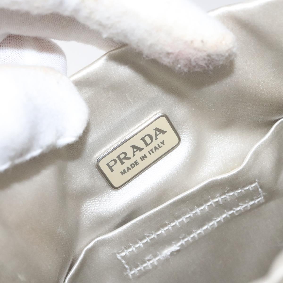 PRADA Hand Bag Satin Silver Auth bs27460