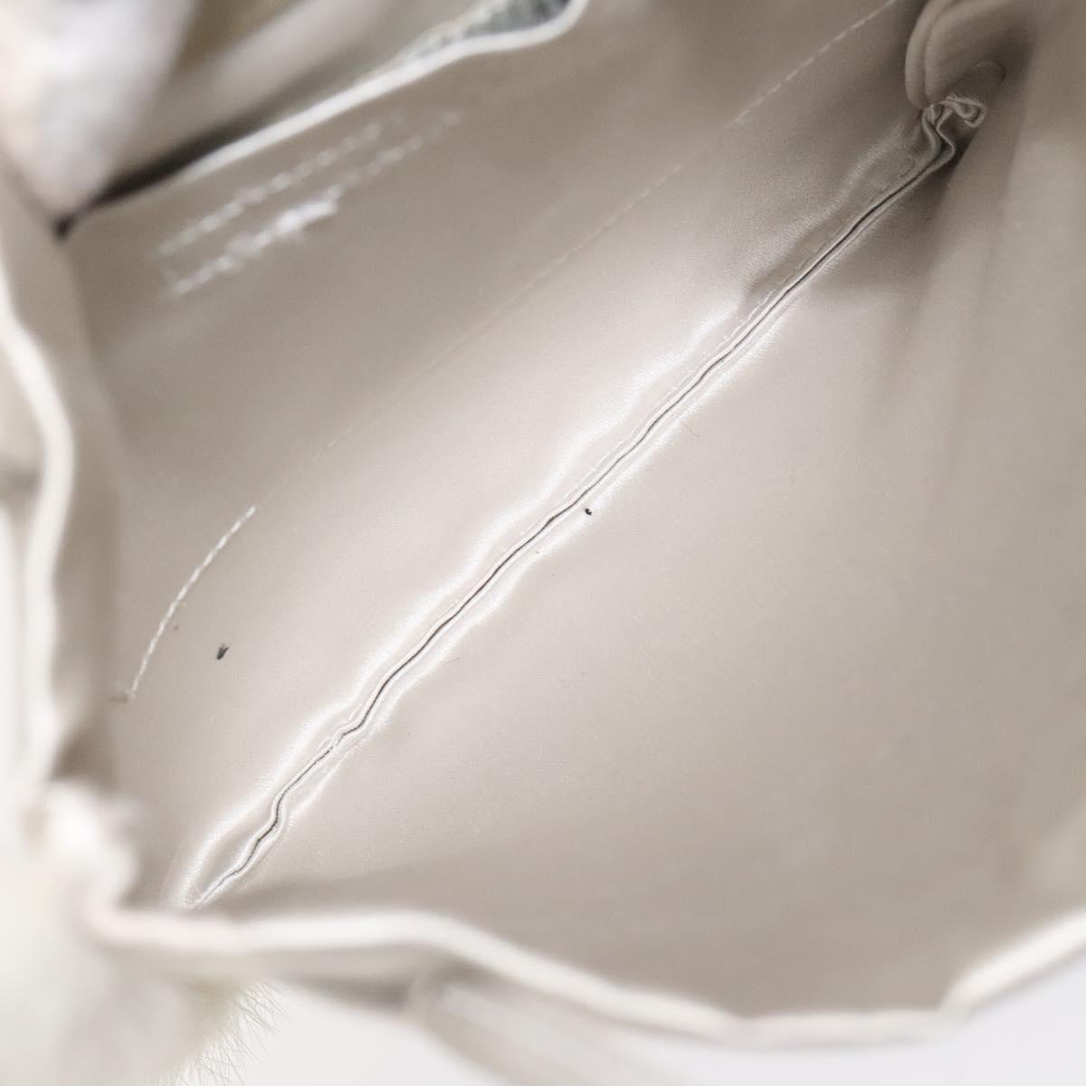 PRADA Hand Bag Satin Silver Auth bs27460