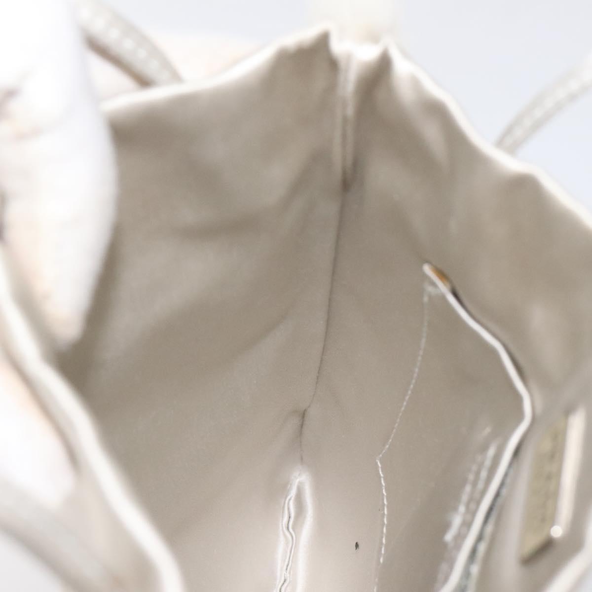 PRADA Hand Bag Satin Silver Auth bs27460