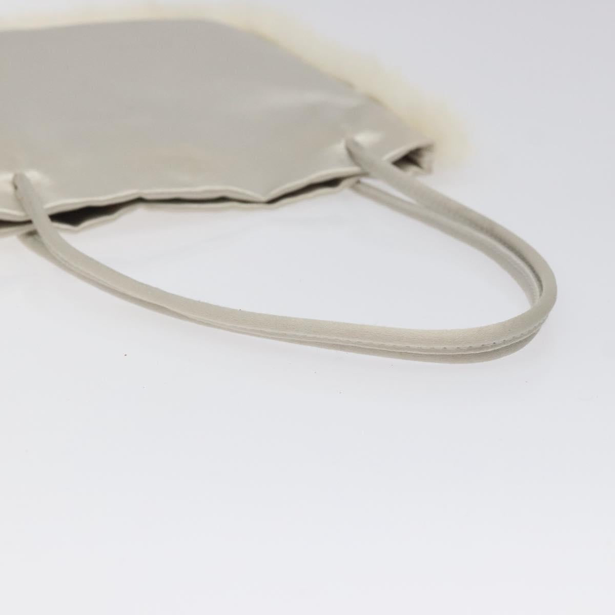PRADA Hand Bag Satin Silver Auth bs27460