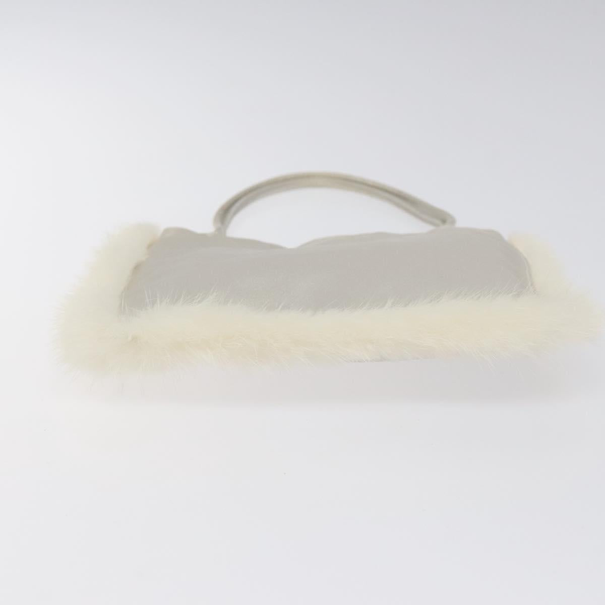 PRADA Hand Bag Satin Silver Auth bs27460