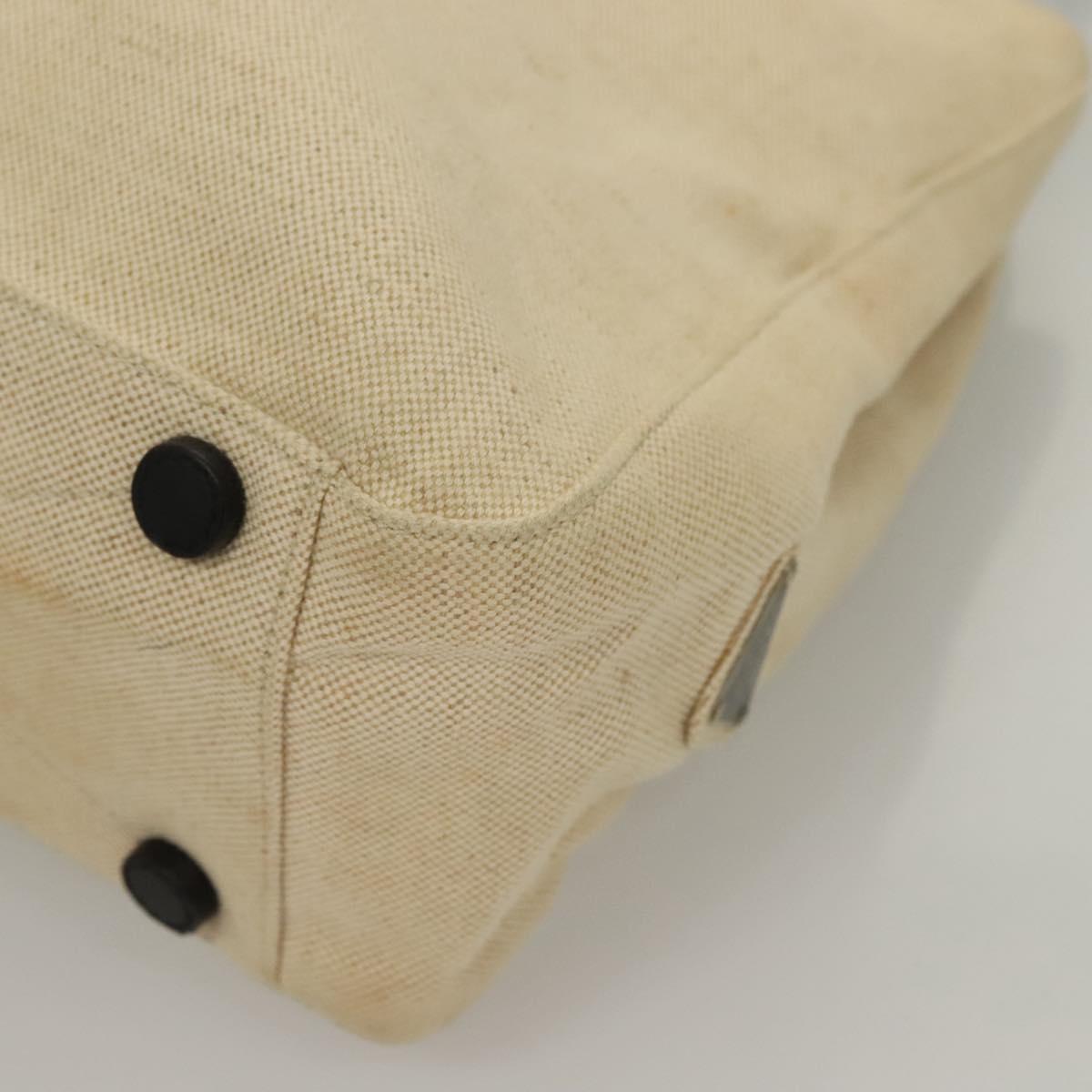 PRADA Sports Tote Bag Canvas Beige Black Auth bs27461