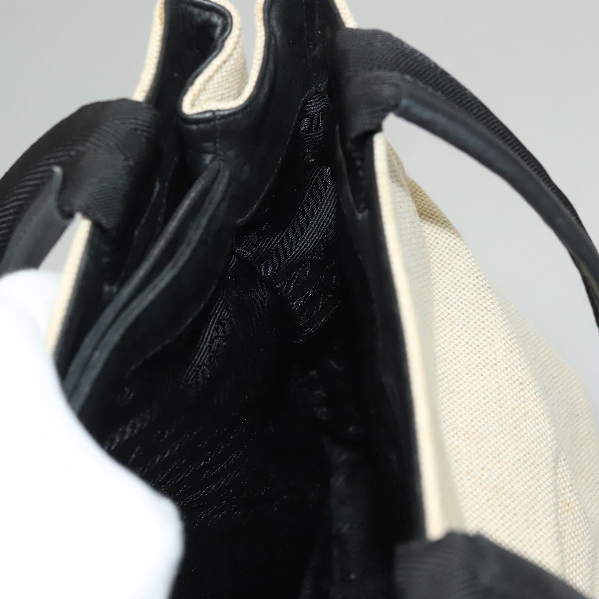 PRADA Sports Tote Bag Canvas Beige Black Auth bs27461