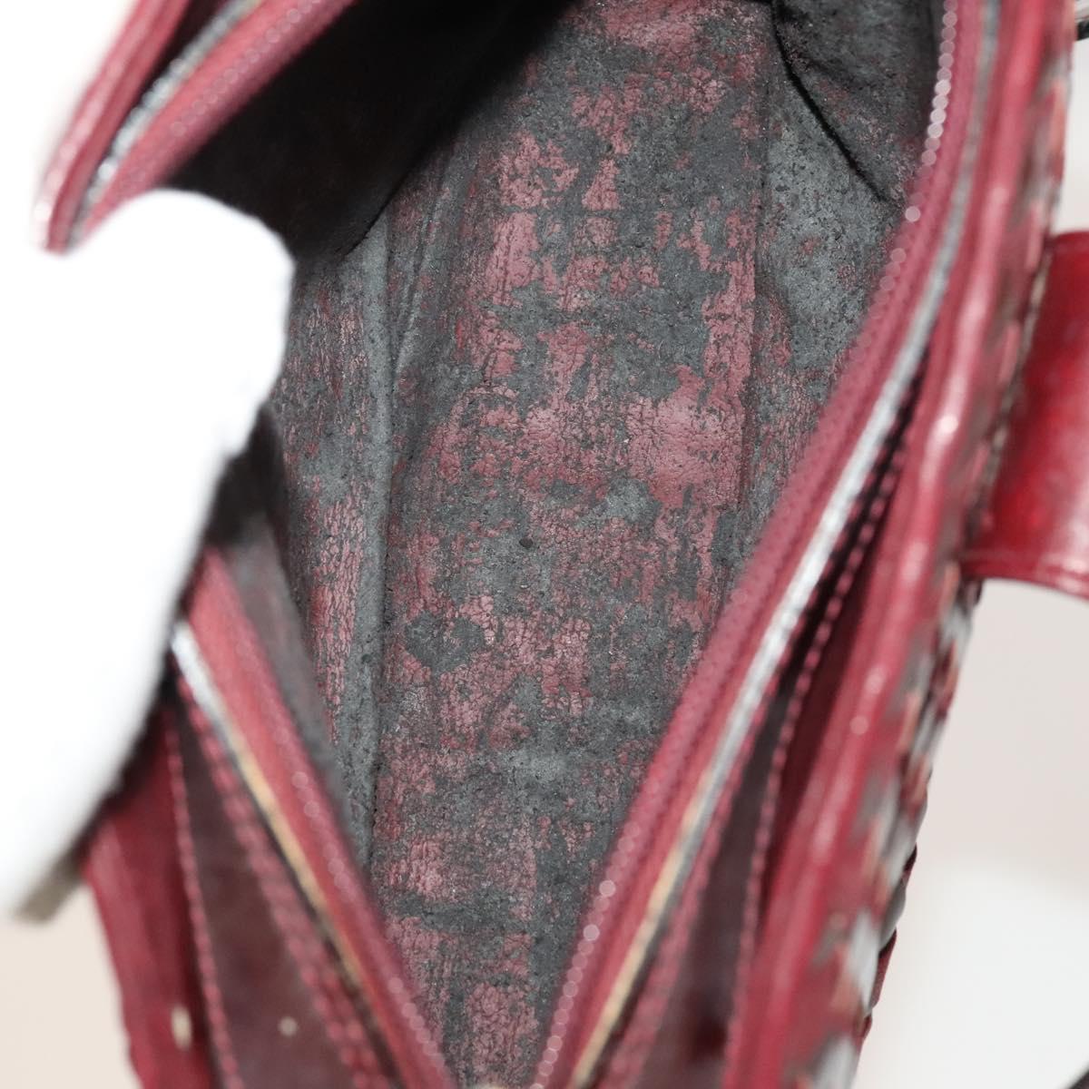 BALLY Shoulder Bag Canvas Leather 3Set Bordeaux Black white Auth bs27462