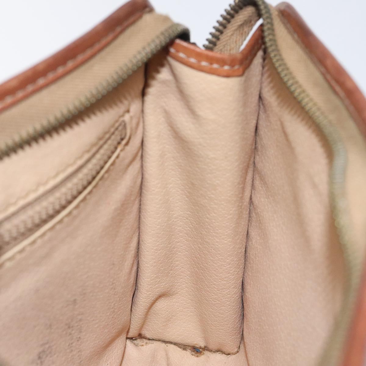CELINE Macadam Canvas Clutch Bag PVC Leather Brown Gold Auth bs27482