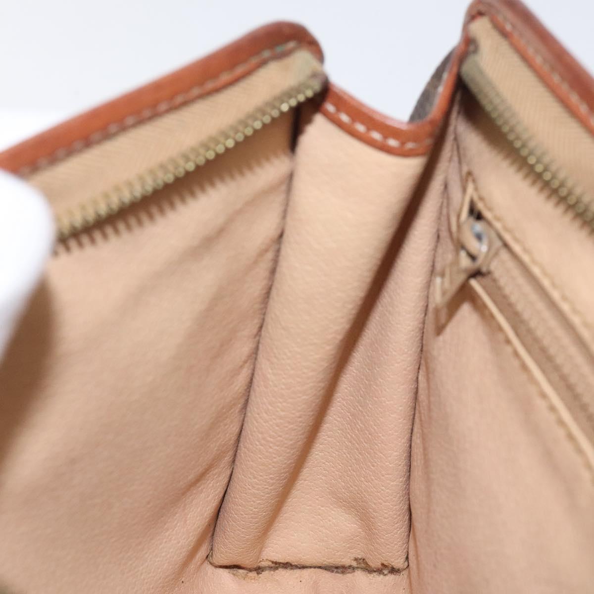 CELINE Macadam Canvas Clutch Bag PVC Leather Brown Gold Auth bs27482