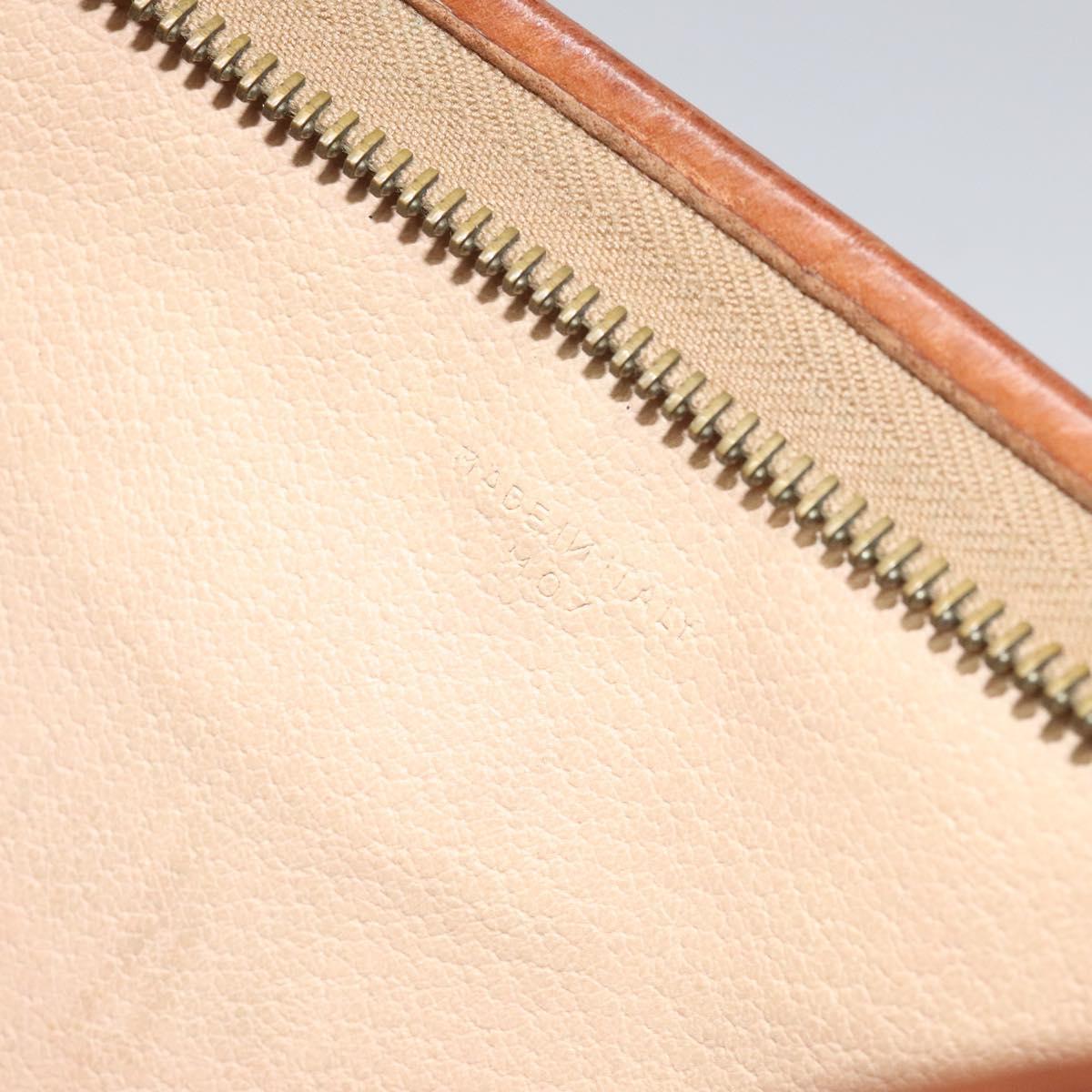 CELINE Macadam Canvas Clutch Bag PVC Leather Brown Gold Auth bs27482