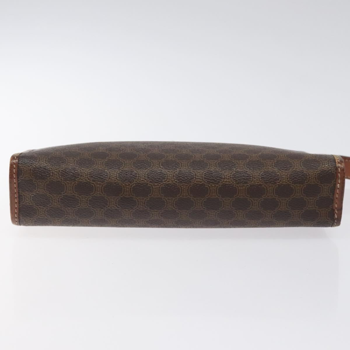 CELINE Macadam Canvas Clutch Bag PVC Leather Brown Gold Auth bs27482