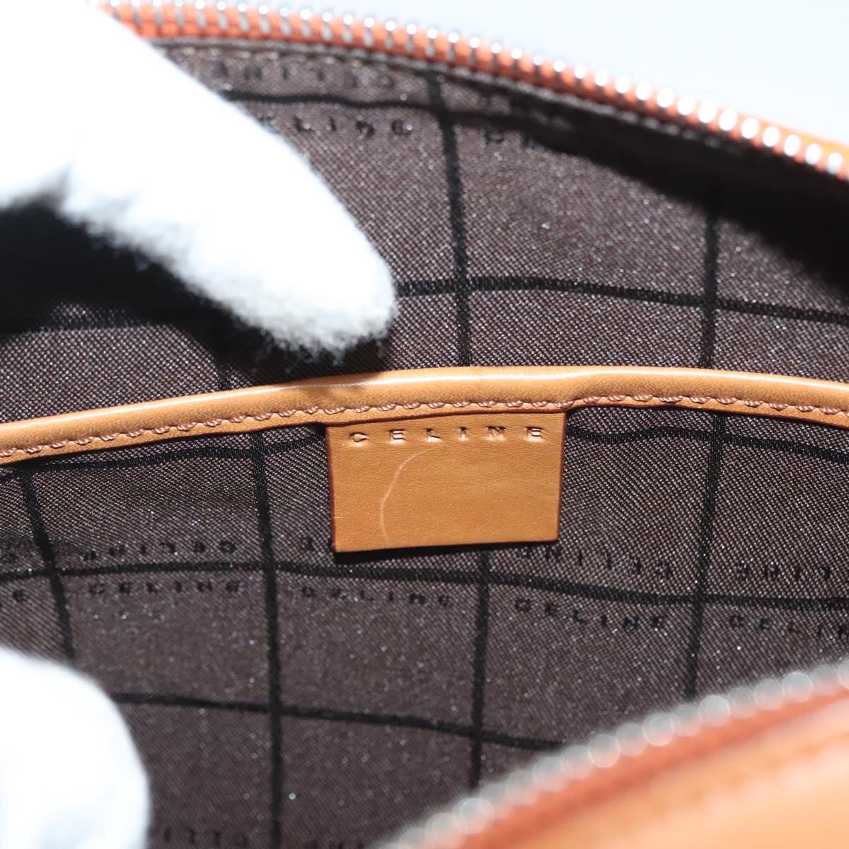 CELINE C Macadam Canvas Hand Bag Suede Orange Silver Auth bs27483