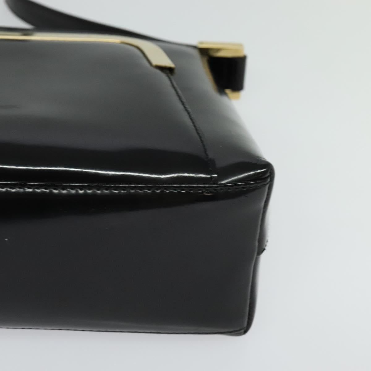 GUCCI Shoulder Bag Enamel Black Gold Auth bs27509