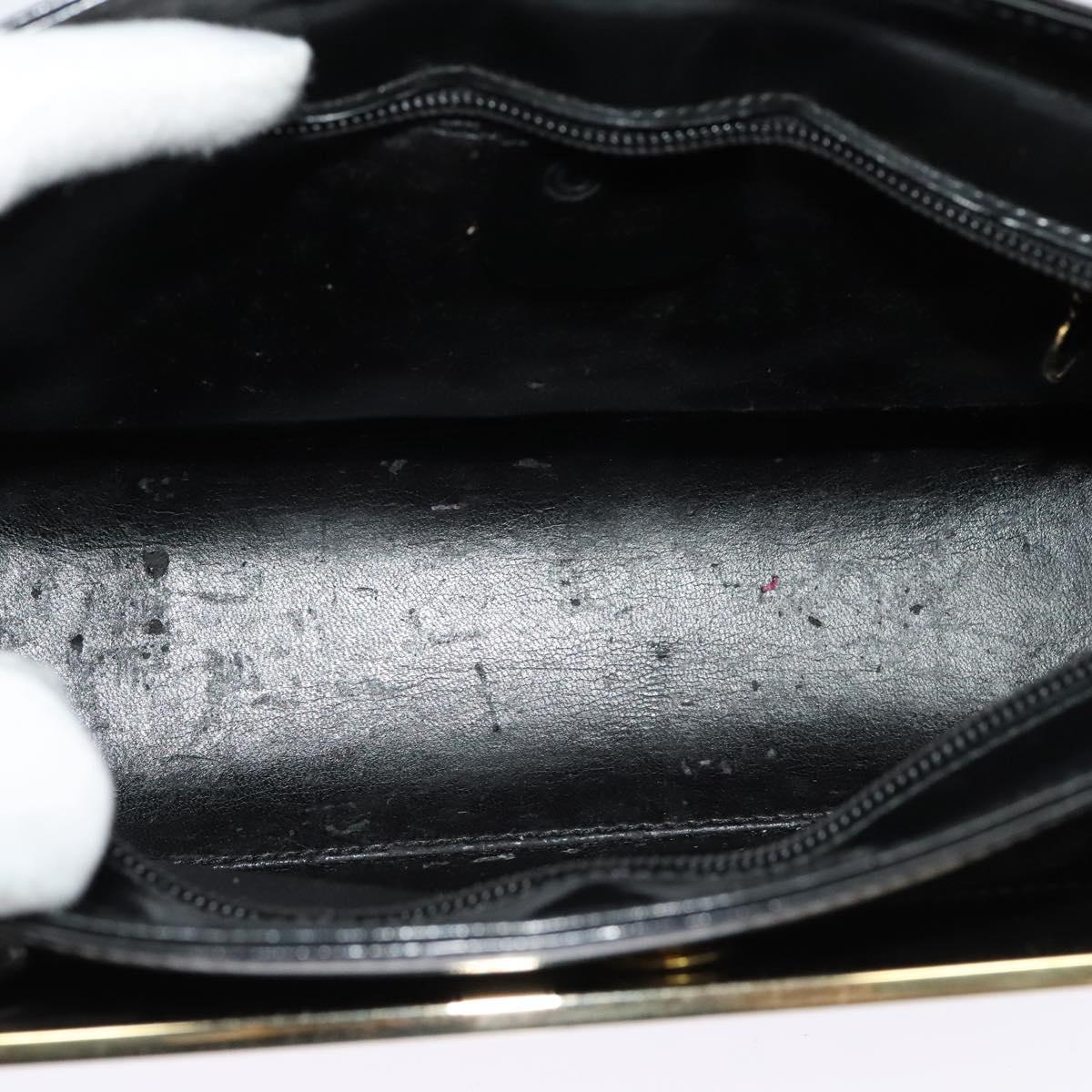 GUCCI Shoulder Bag Enamel Black Gold Auth bs27509