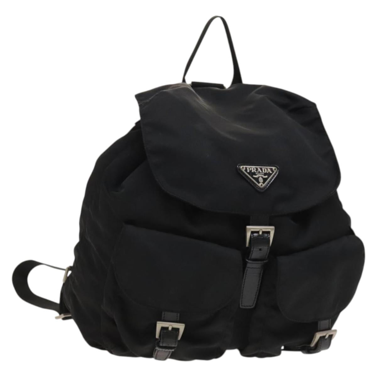 PRADA Backpack Nylon Black Silver Auth bs27514
