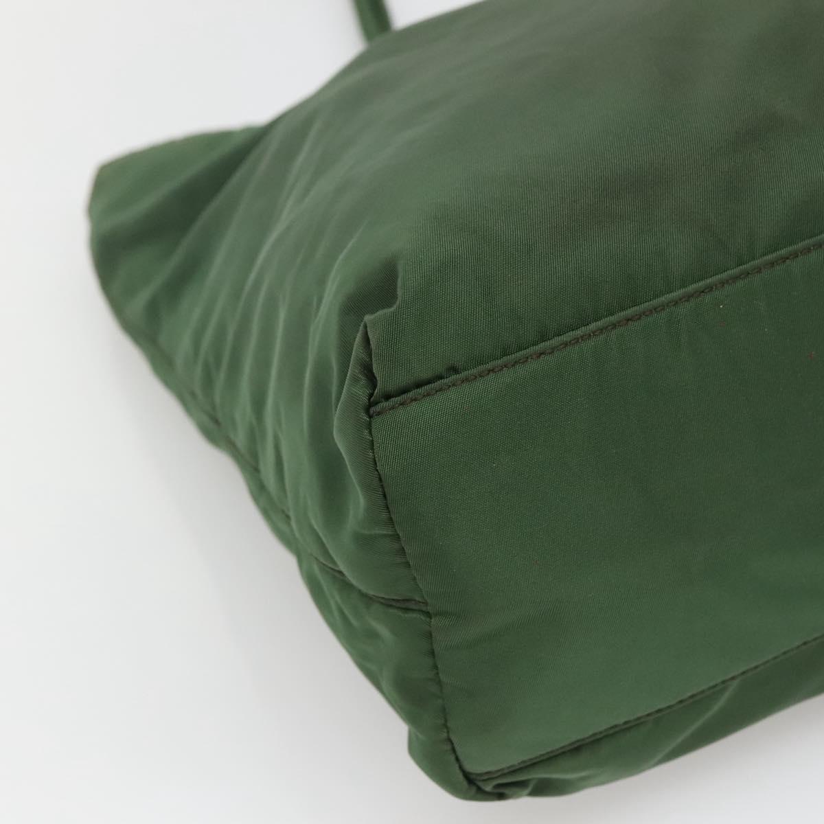 PRADA Tote Bag Nylon Green Silver Auth bs27519
