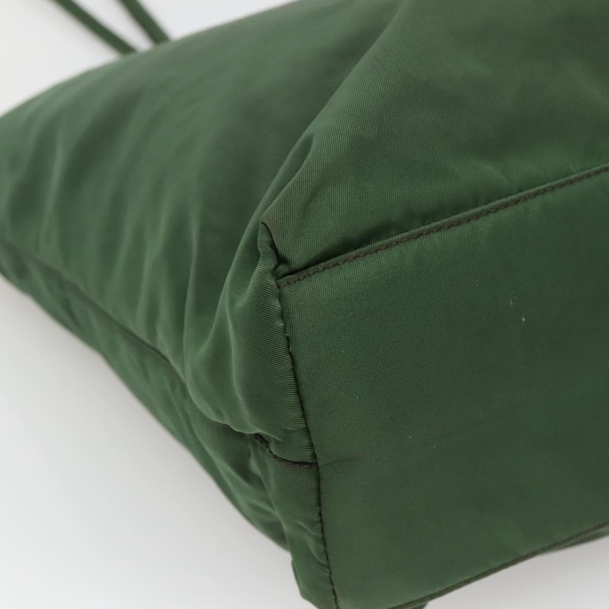 PRADA Tote Bag Nylon Green Silver Auth bs27519