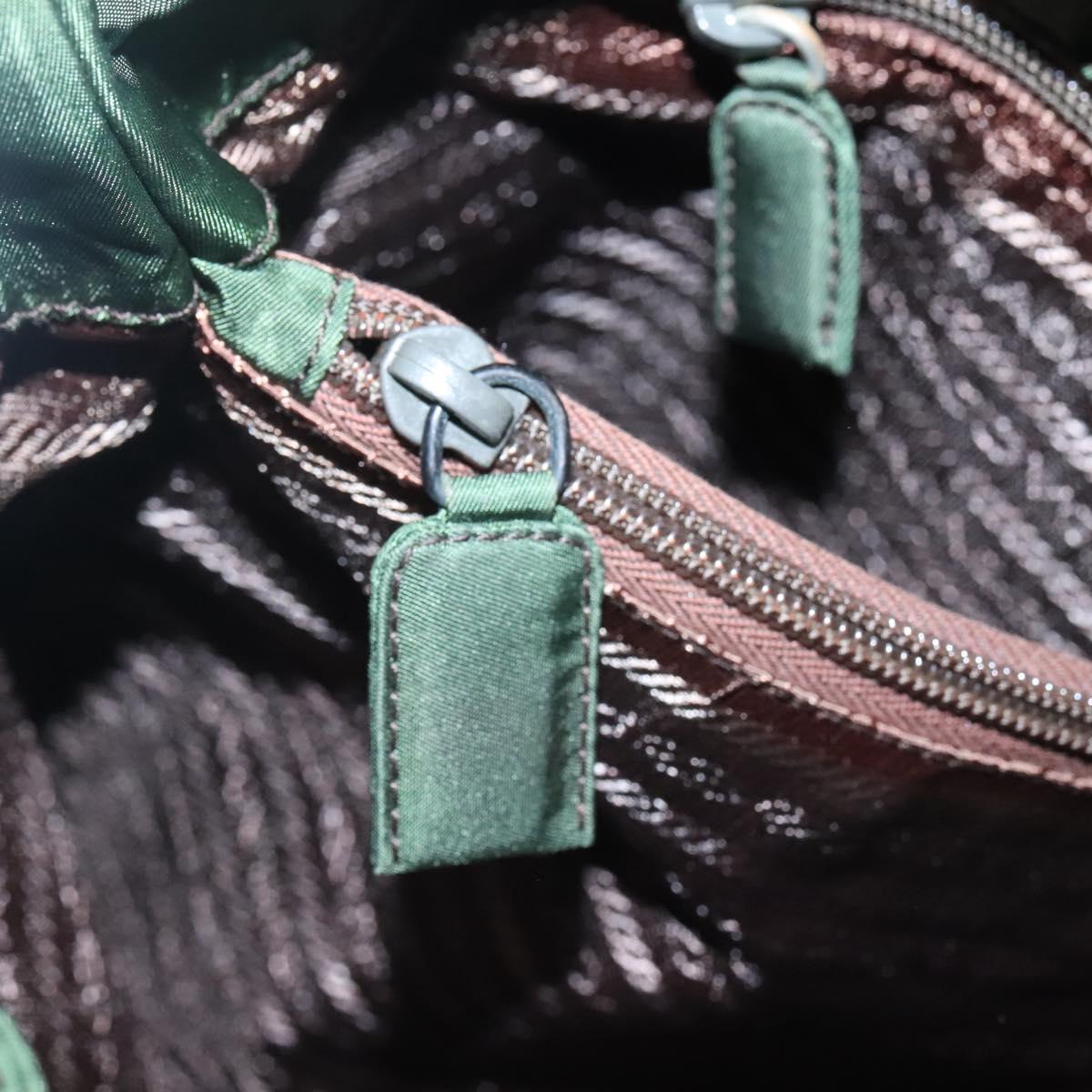 PRADA Tote Bag Nylon Green Silver Auth bs27519