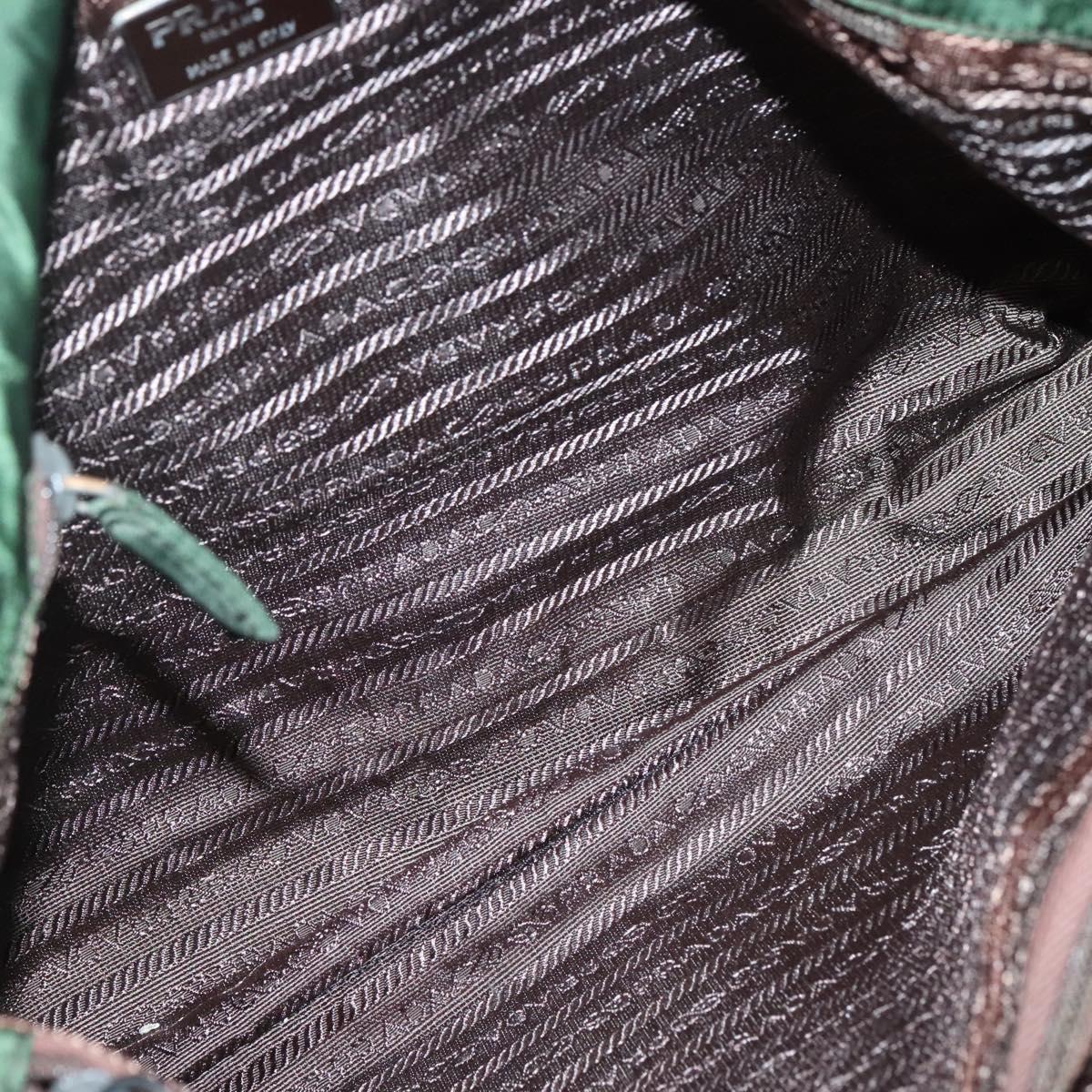 PRADA Tote Bag Nylon Green Silver Auth bs27519