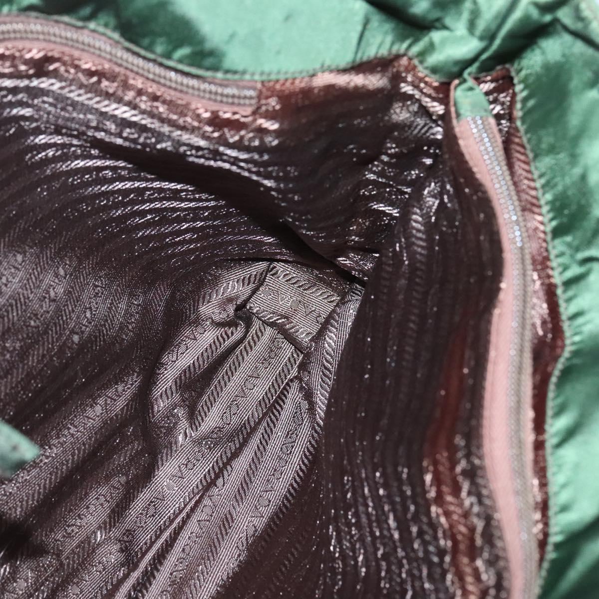 PRADA Tote Bag Nylon Green Silver Auth bs27519