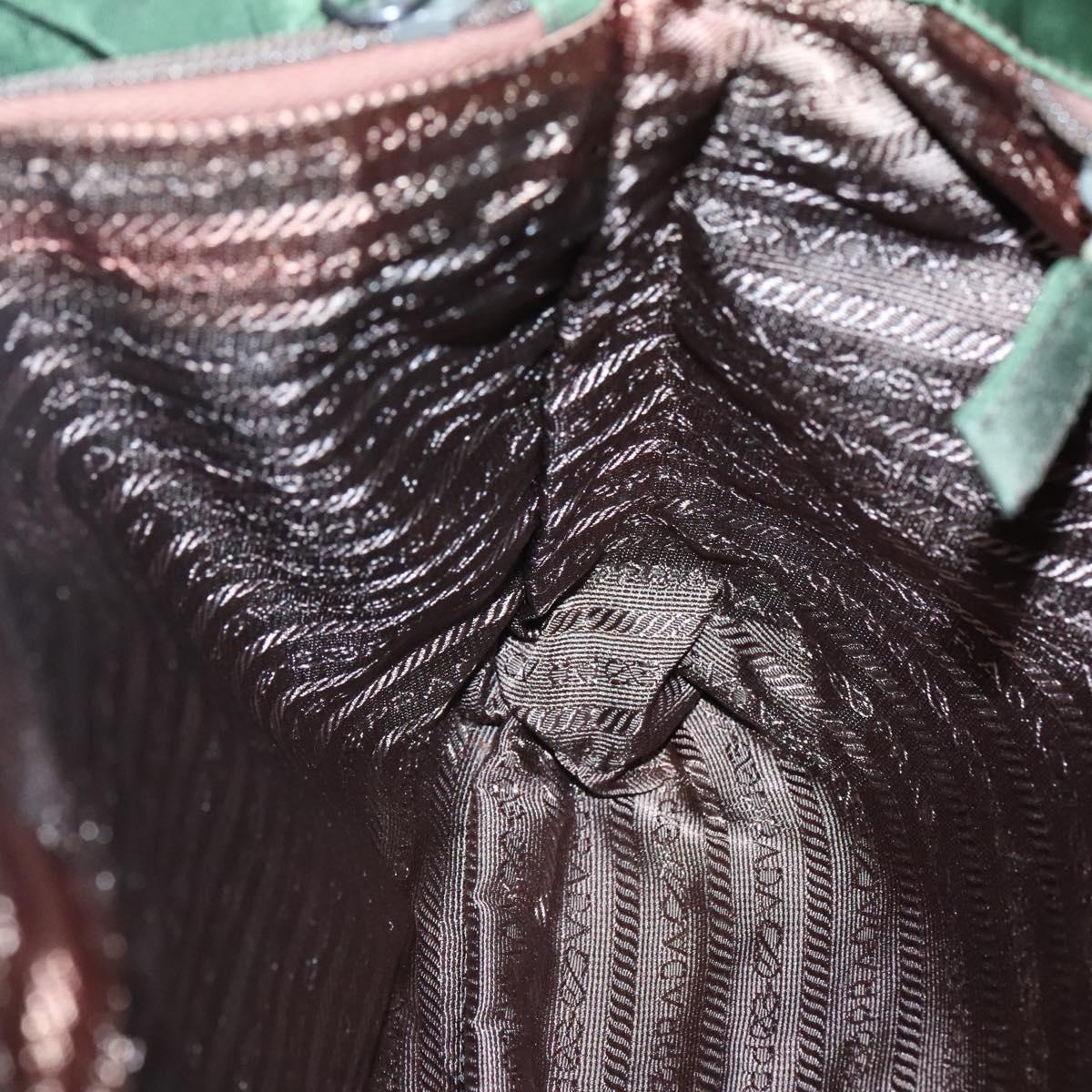 PRADA Tote Bag Nylon Green Silver Auth bs27519