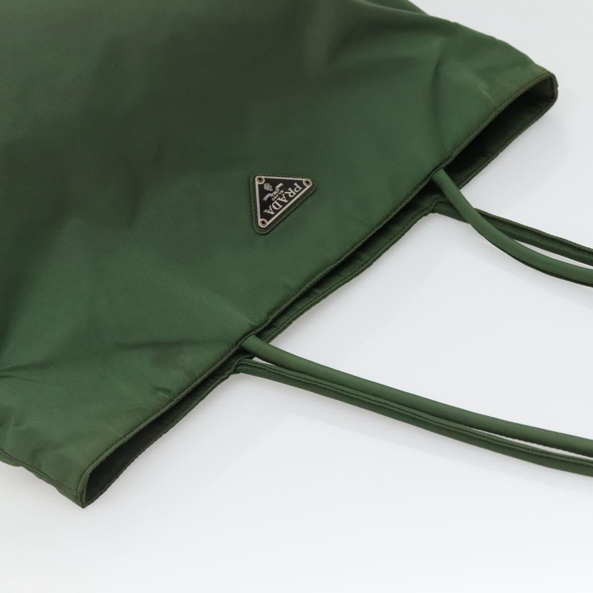 PRADA Tote Bag Nylon Green Silver Auth bs27519