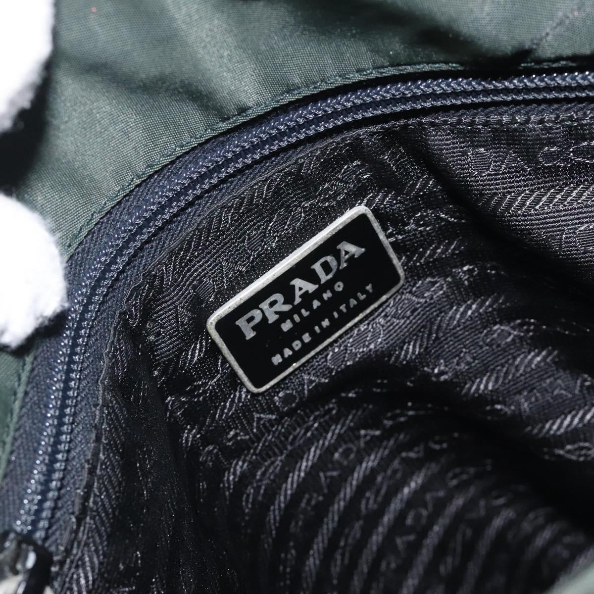 PRADA Tote Bag Nylon Green Silver Auth bs27520