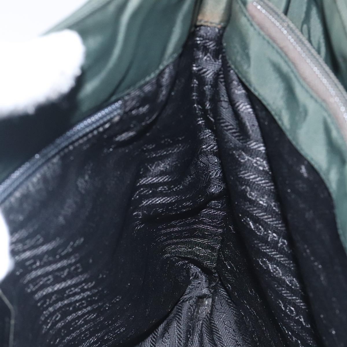 PRADA Tote Bag Nylon Green Silver Auth bs27520