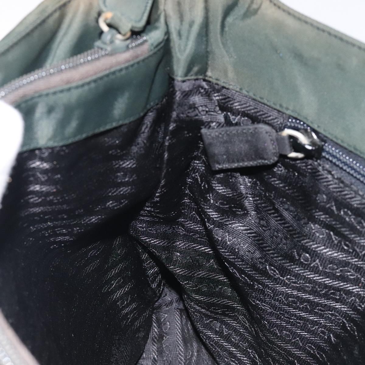 PRADA Tote Bag Nylon Green Silver Auth bs27520