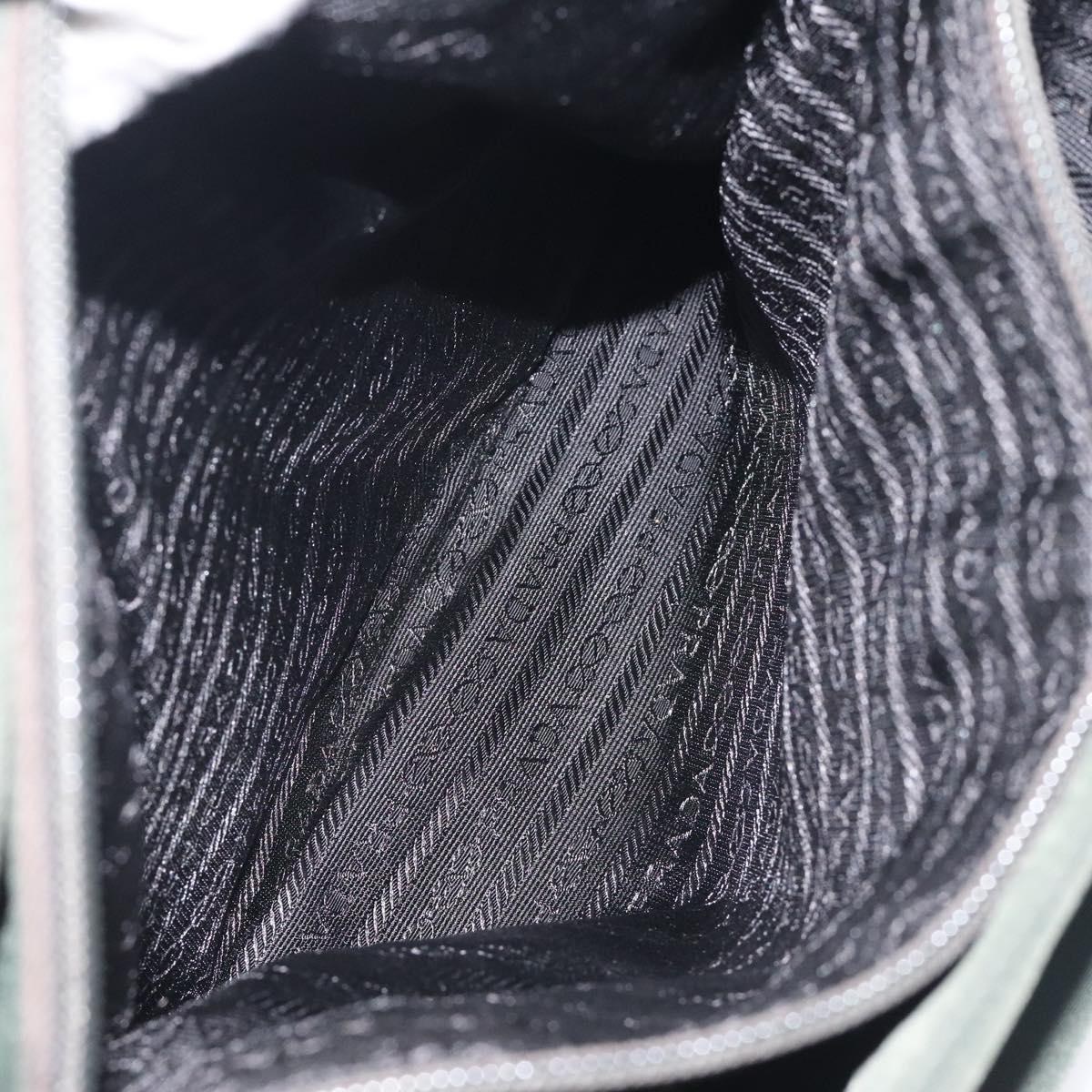 PRADA Tote Bag Nylon Green Silver Auth bs27520