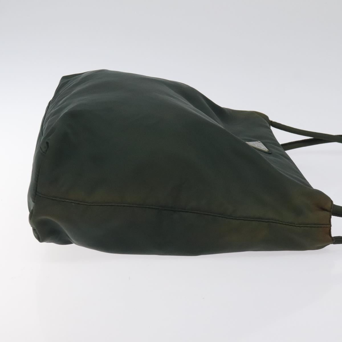 PRADA Tote Bag Nylon Green Silver Auth bs27520