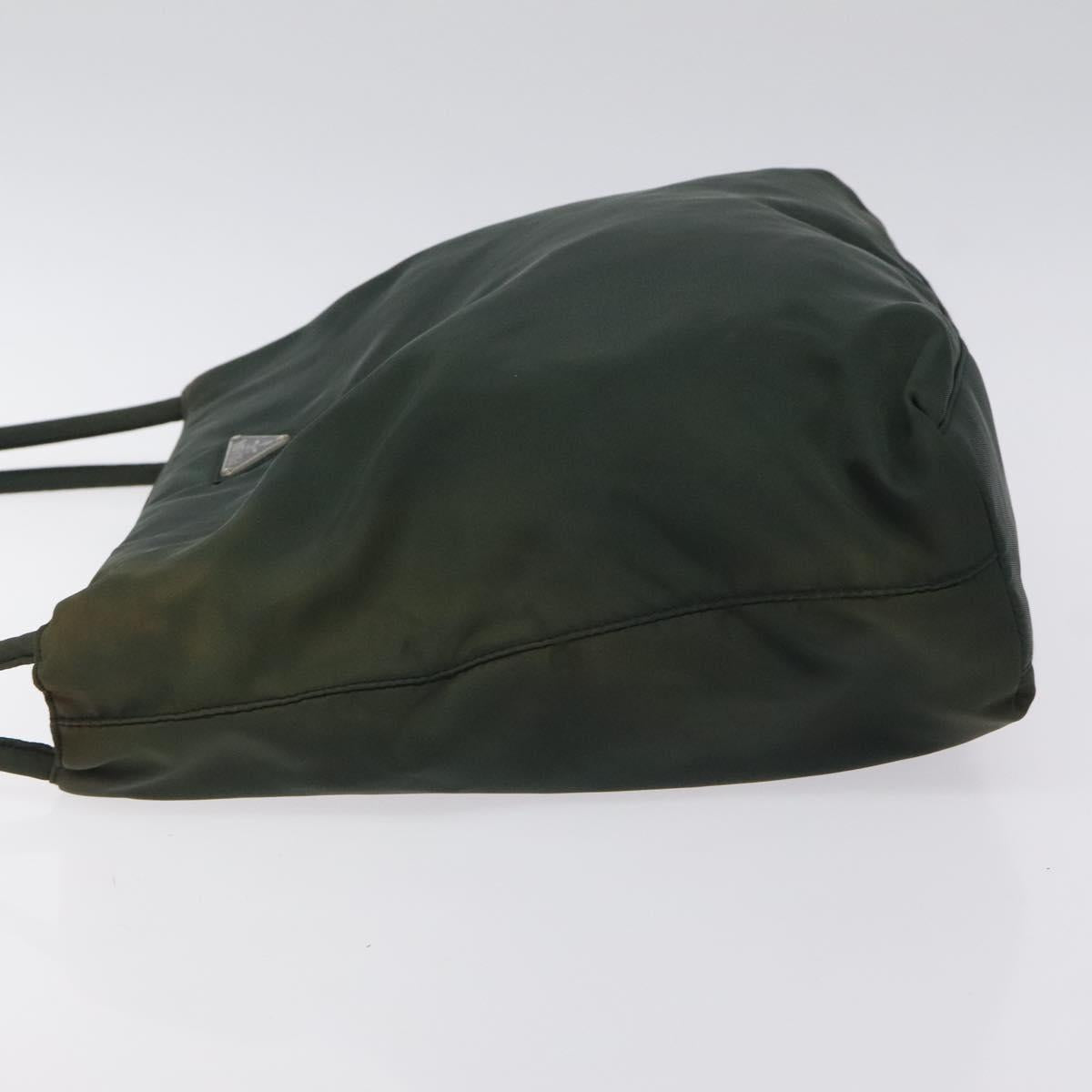 PRADA Tote Bag Nylon Green Silver Auth bs27520