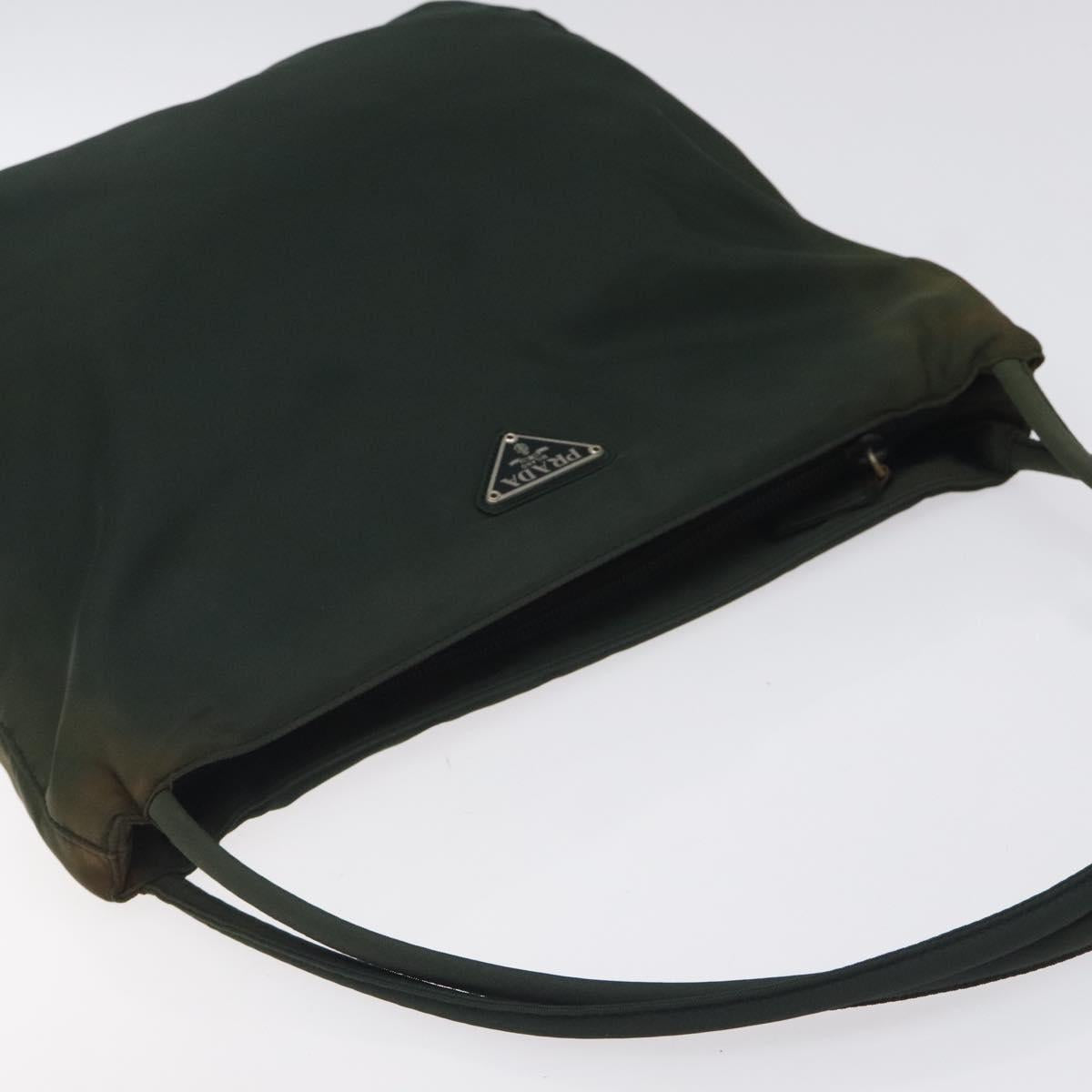 PRADA Tote Bag Nylon Green Silver Auth bs27520