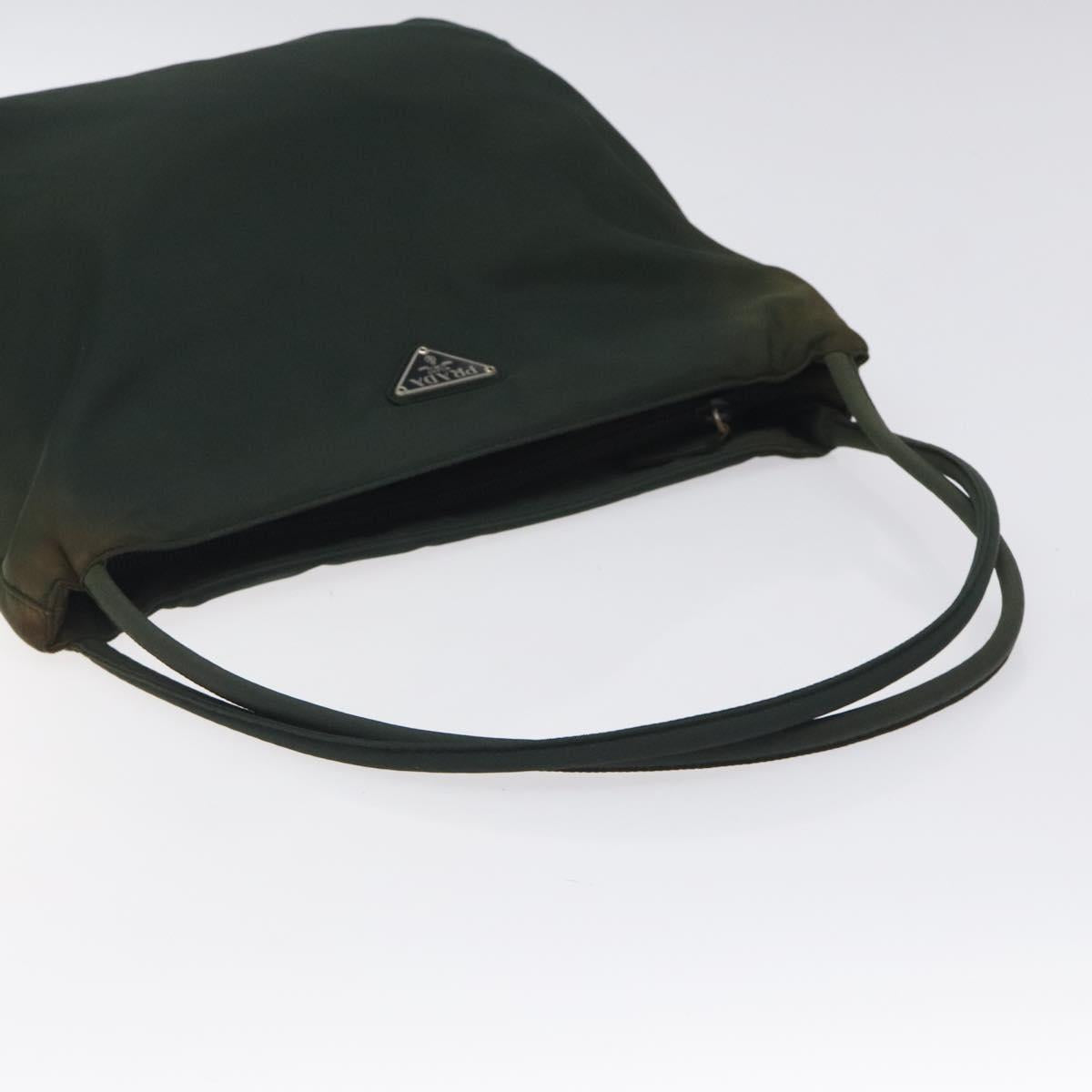 PRADA Tote Bag Nylon Green Silver Auth bs27520
