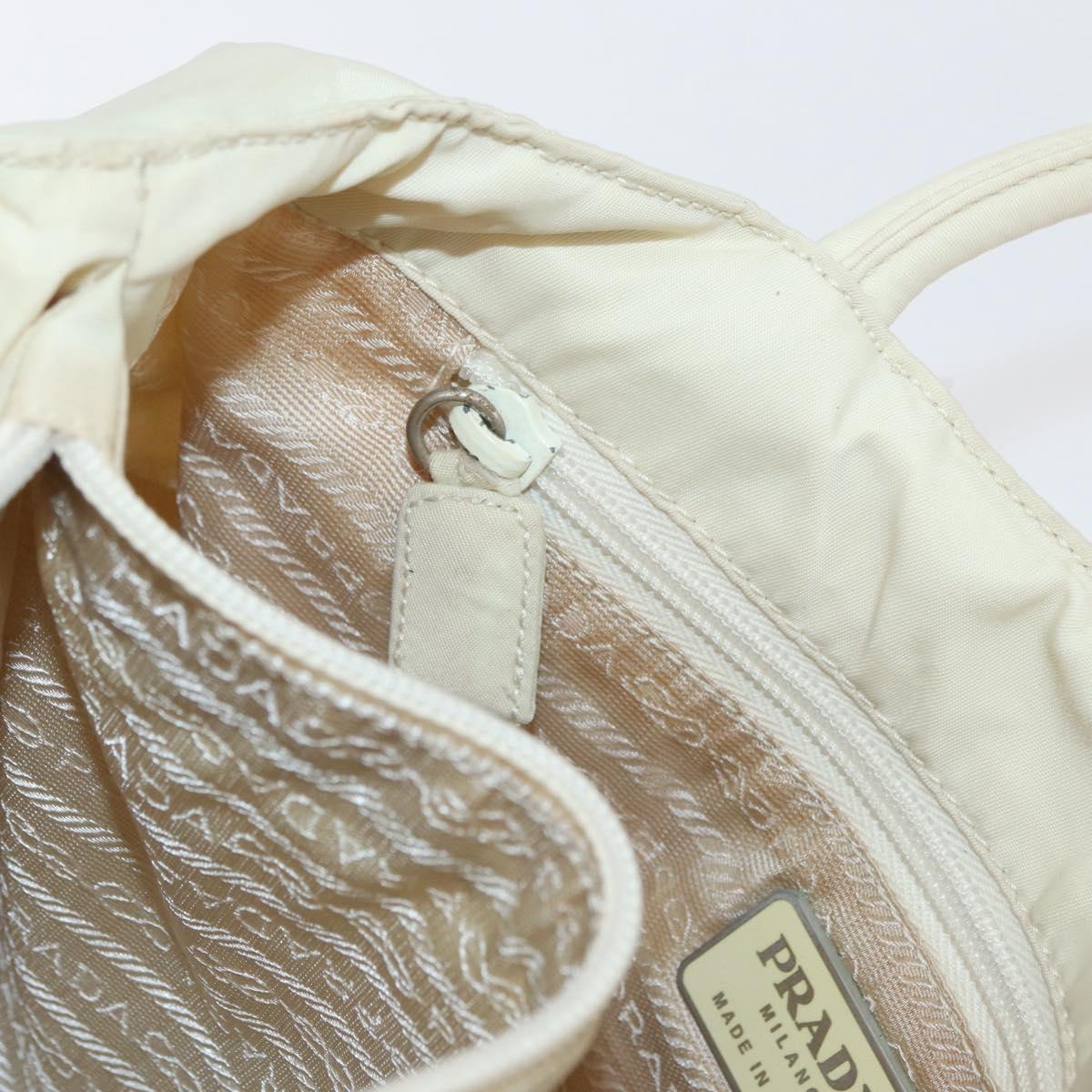 PRADA Hand Bag Nylon White Silver Auth bs27522