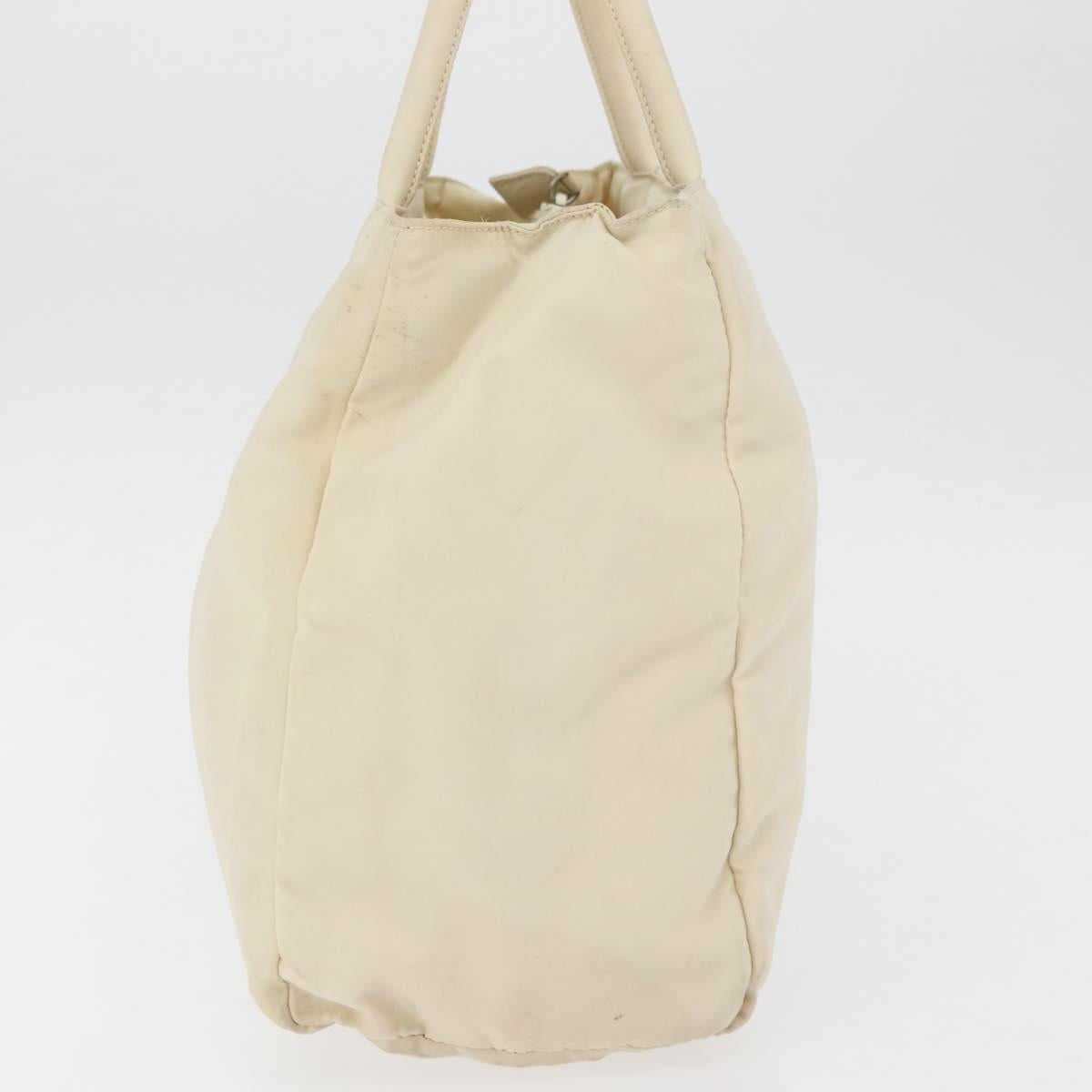 PRADA Hand Bag Nylon White Silver Auth bs27522