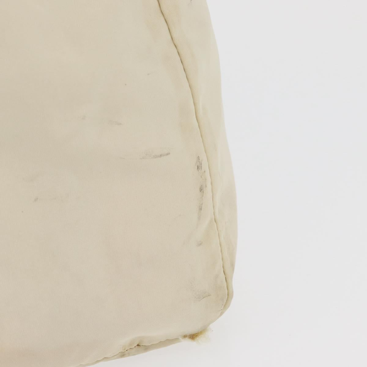PRADA Hand Bag Nylon White Silver Auth bs27522