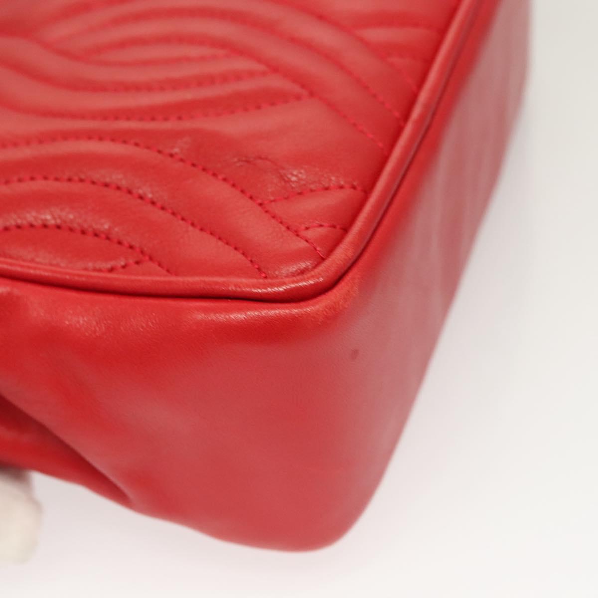 FENDI Shoulder Bag Leather Red Gold Auth bs27536