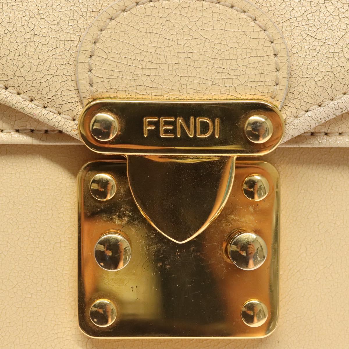 FENDI Zucca Canvas Hand Bag Canvas Leather 2way Beige Gold Auth bs27537