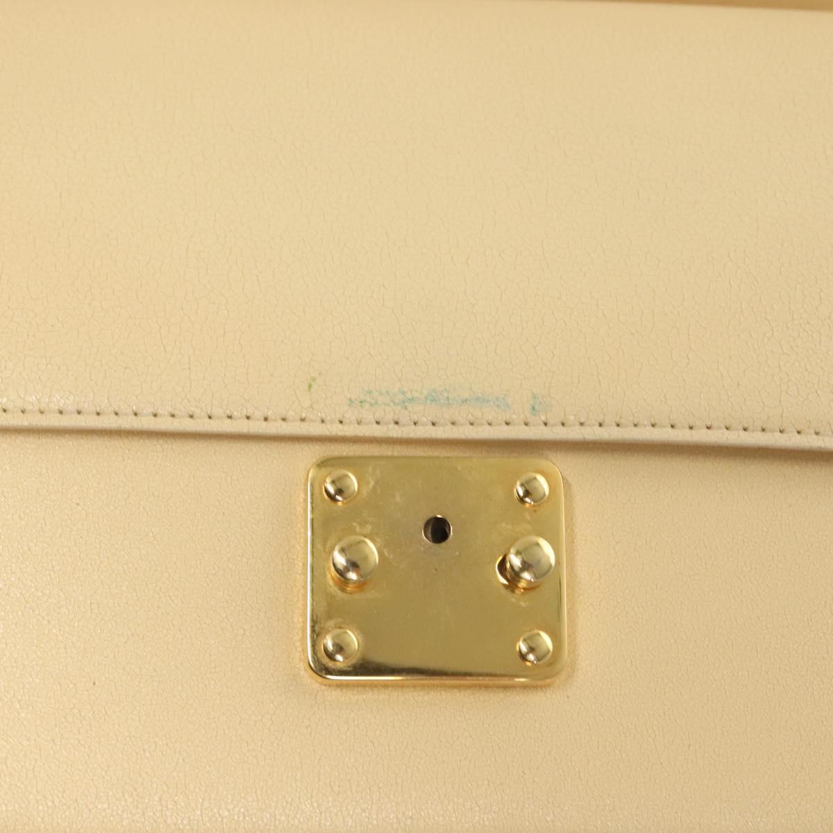 FENDI Zucca Canvas Hand Bag Canvas Leather 2way Beige Gold Auth bs27537