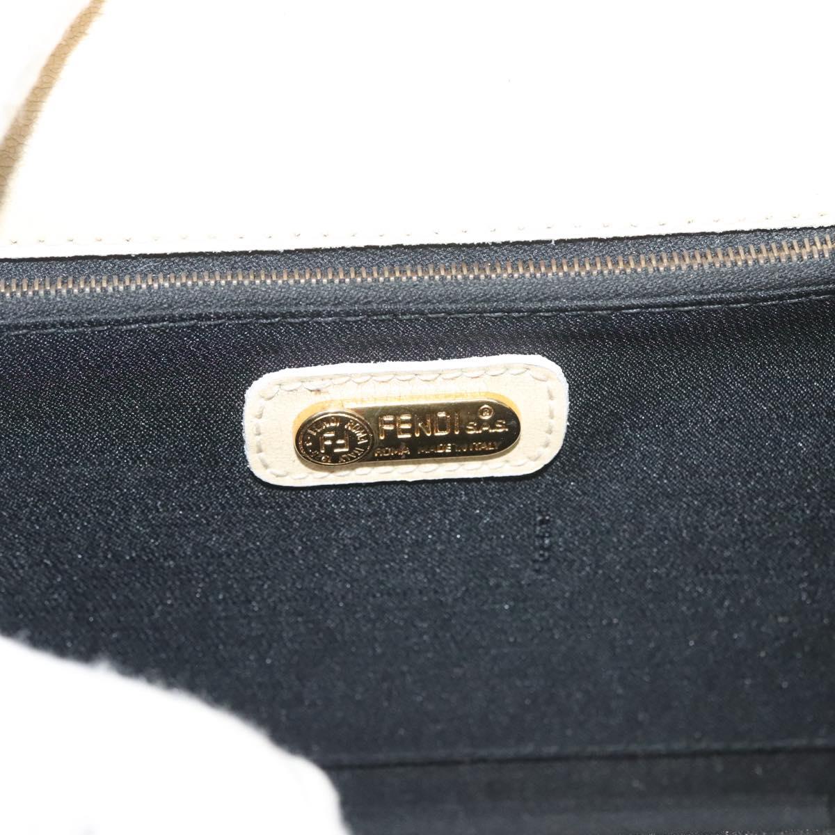 FENDI Zucca Canvas Hand Bag Canvas Leather 2way Beige Gold Auth bs27537