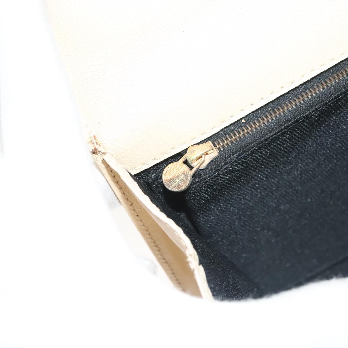 FENDI Zucca Canvas Hand Bag Canvas Leather 2way Beige Gold Auth bs27537