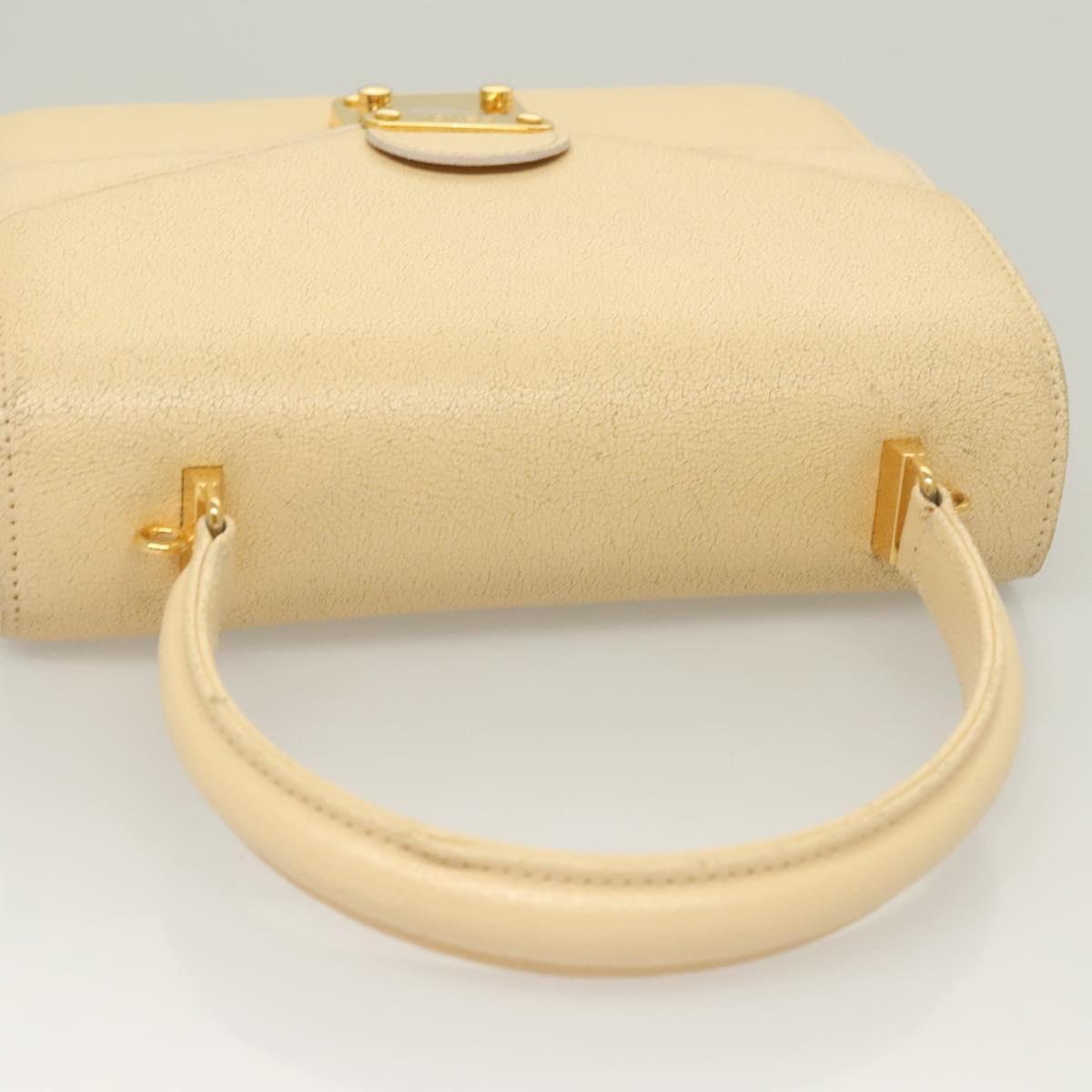 FENDI Zucca Canvas Hand Bag Canvas Leather 2way Beige Gold Auth bs27537