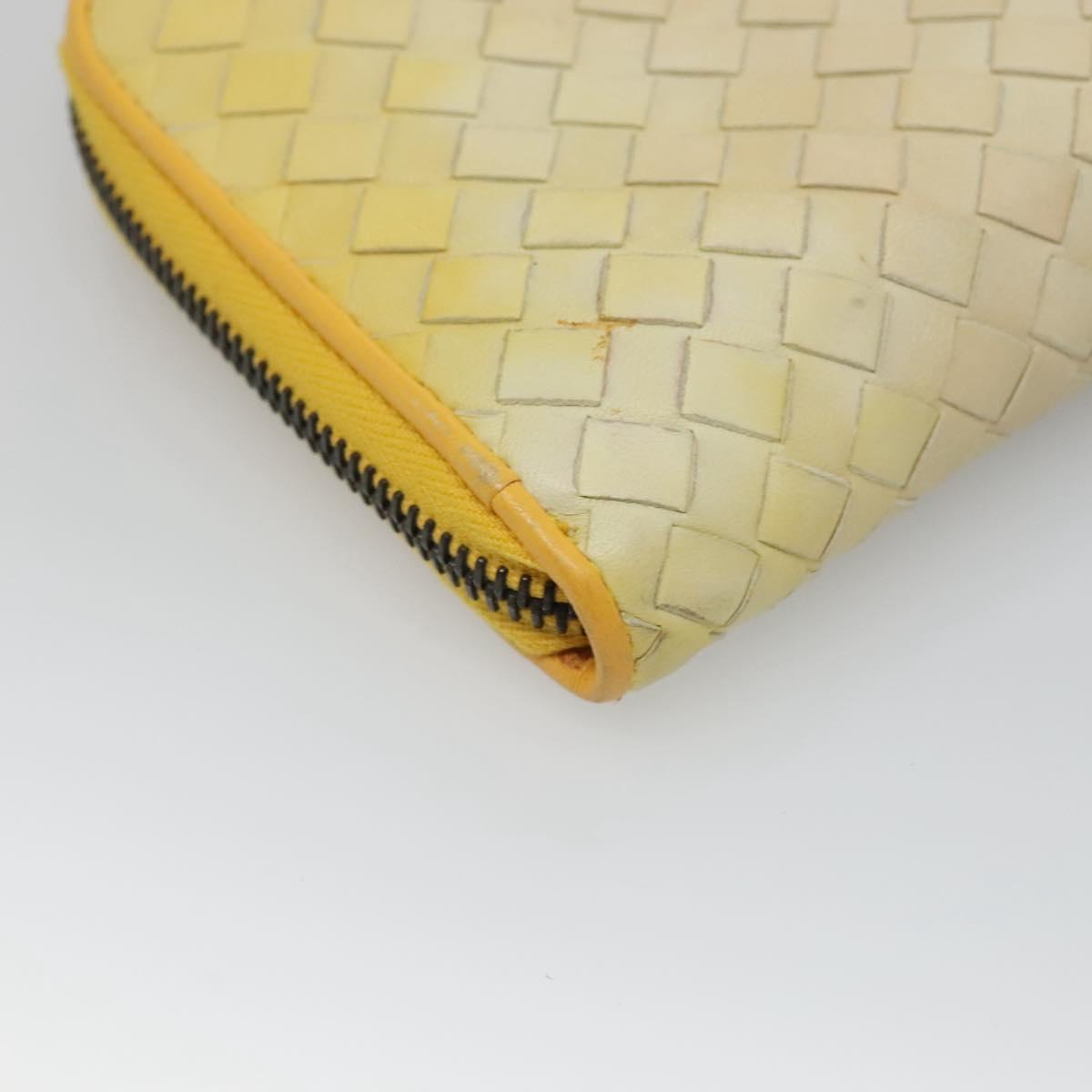 BOTTEGA VENETA INTRECCIATO Long Wallet Leather Yellow 114076 Auth bs27539