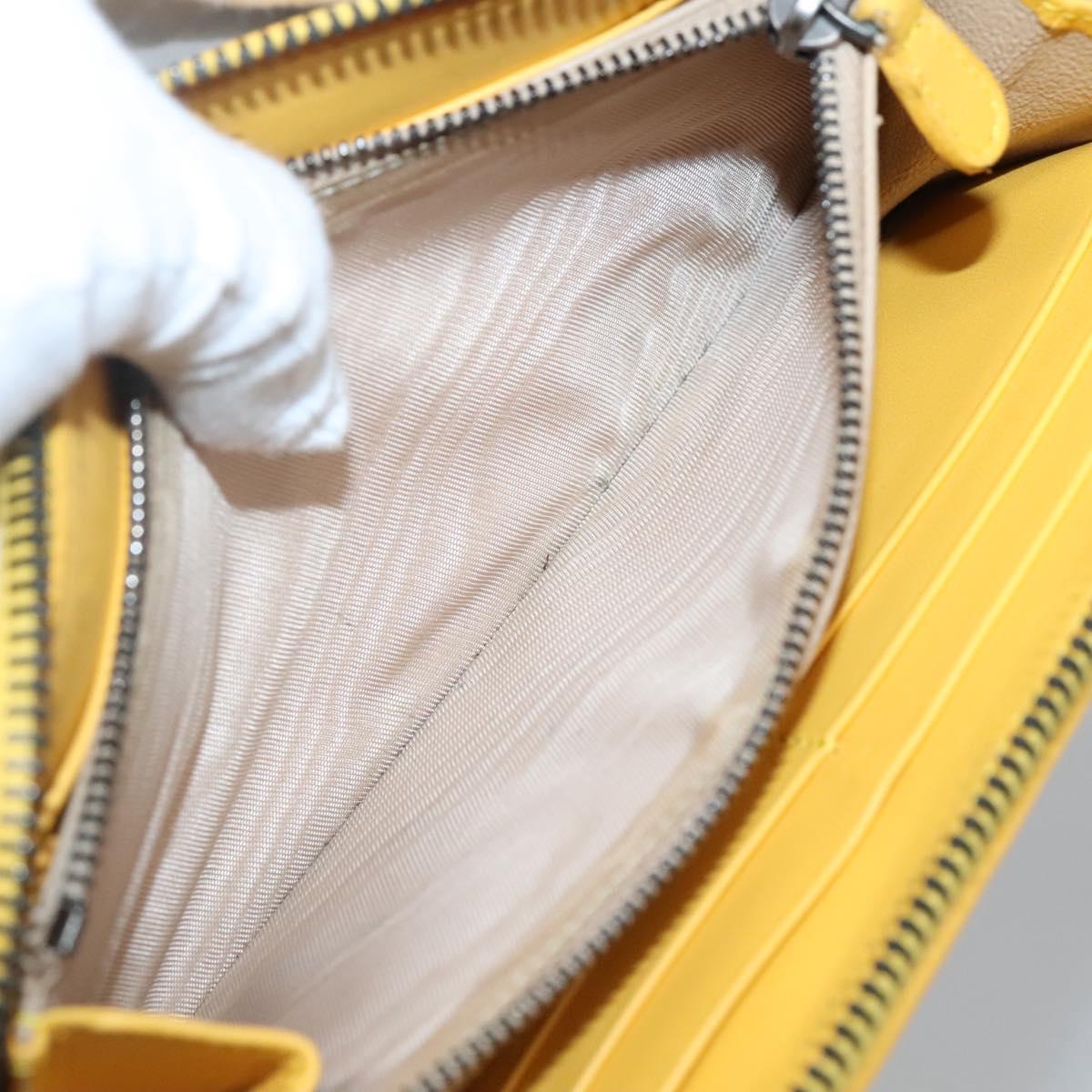 BOTTEGA VENETA INTRECCIATO Long Wallet Leather Yellow 114076 Auth bs27539