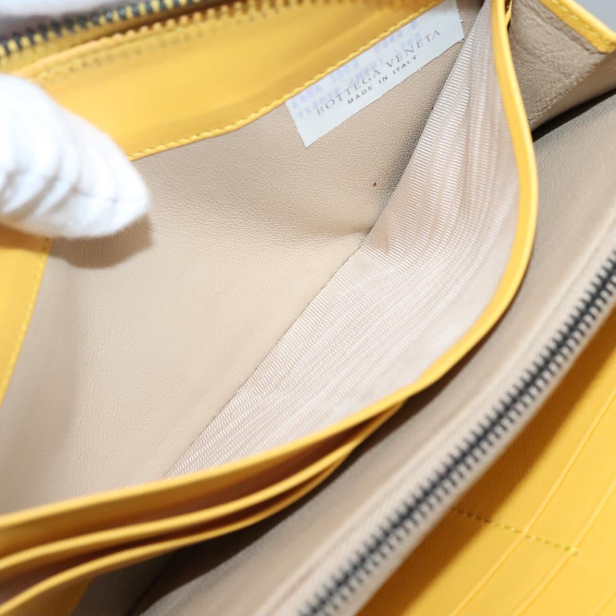 BOTTEGA VENETA INTRECCIATO Long Wallet Leather Yellow 114076 Auth bs27539