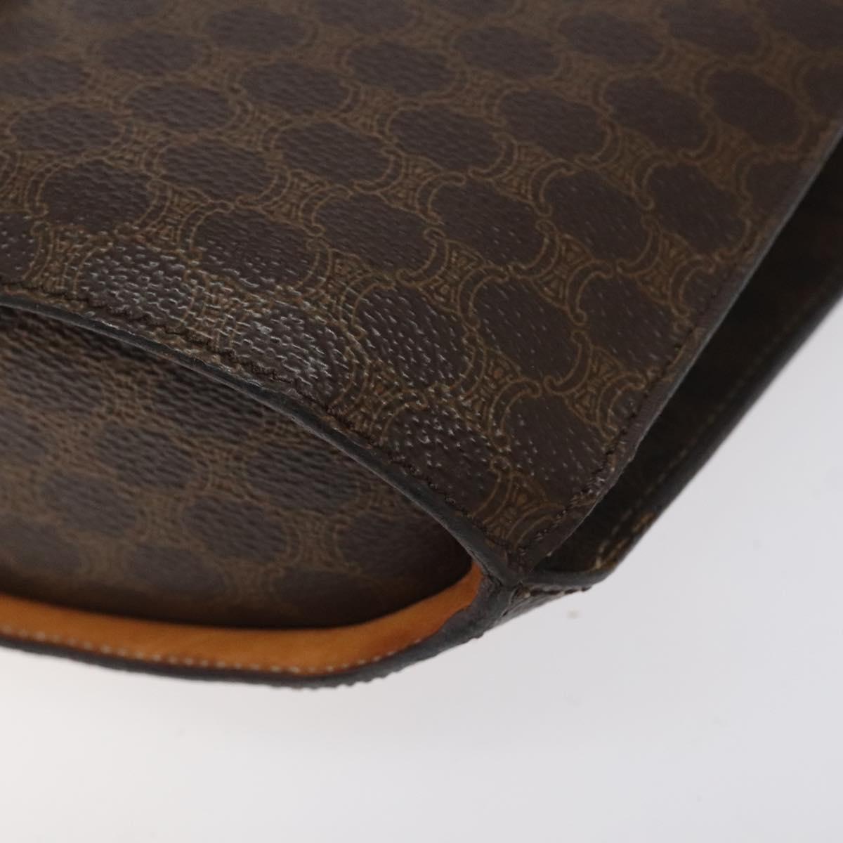 CELINE Macadam Canvas Shoulder Bag PVC Leather Brown Gold Auth bs27542