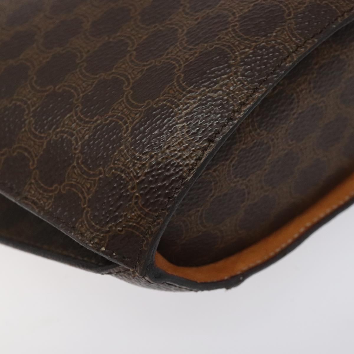 CELINE Macadam Canvas Shoulder Bag PVC Leather Brown Gold Auth bs27542