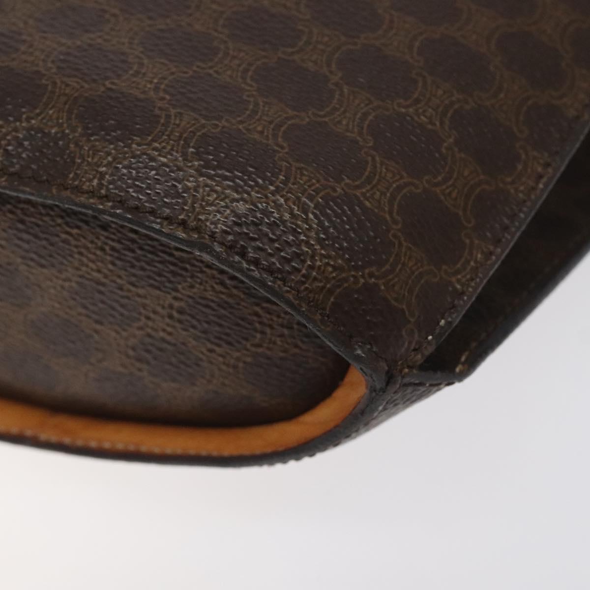 CELINE Macadam Canvas Shoulder Bag PVC Leather Brown Gold Auth bs27542