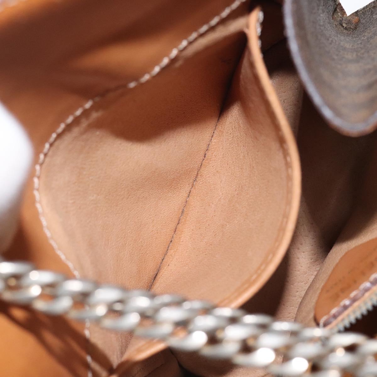 CELINE Macadam Canvas Shoulder Bag PVC Leather Brown Gold Auth bs27542