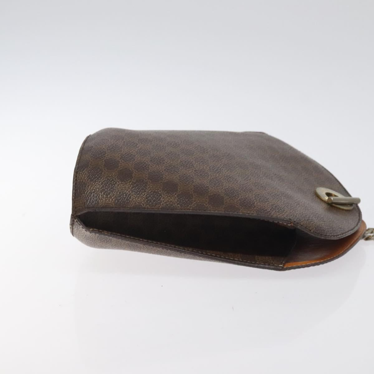 CELINE Macadam Canvas Shoulder Bag PVC Leather Brown Gold Auth bs27542