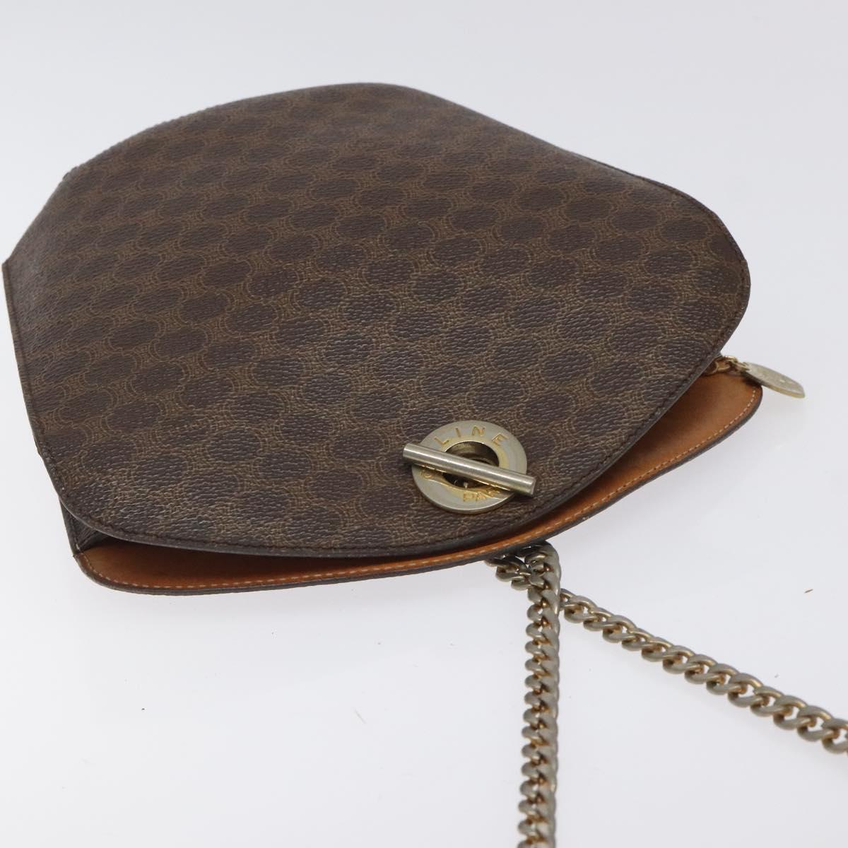 CELINE Macadam Canvas Shoulder Bag PVC Leather Brown Gold Auth bs27542