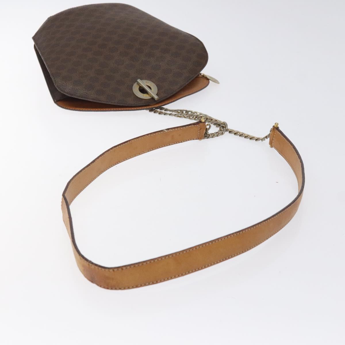 CELINE Macadam Canvas Shoulder Bag PVC Leather Brown Gold Auth bs27542